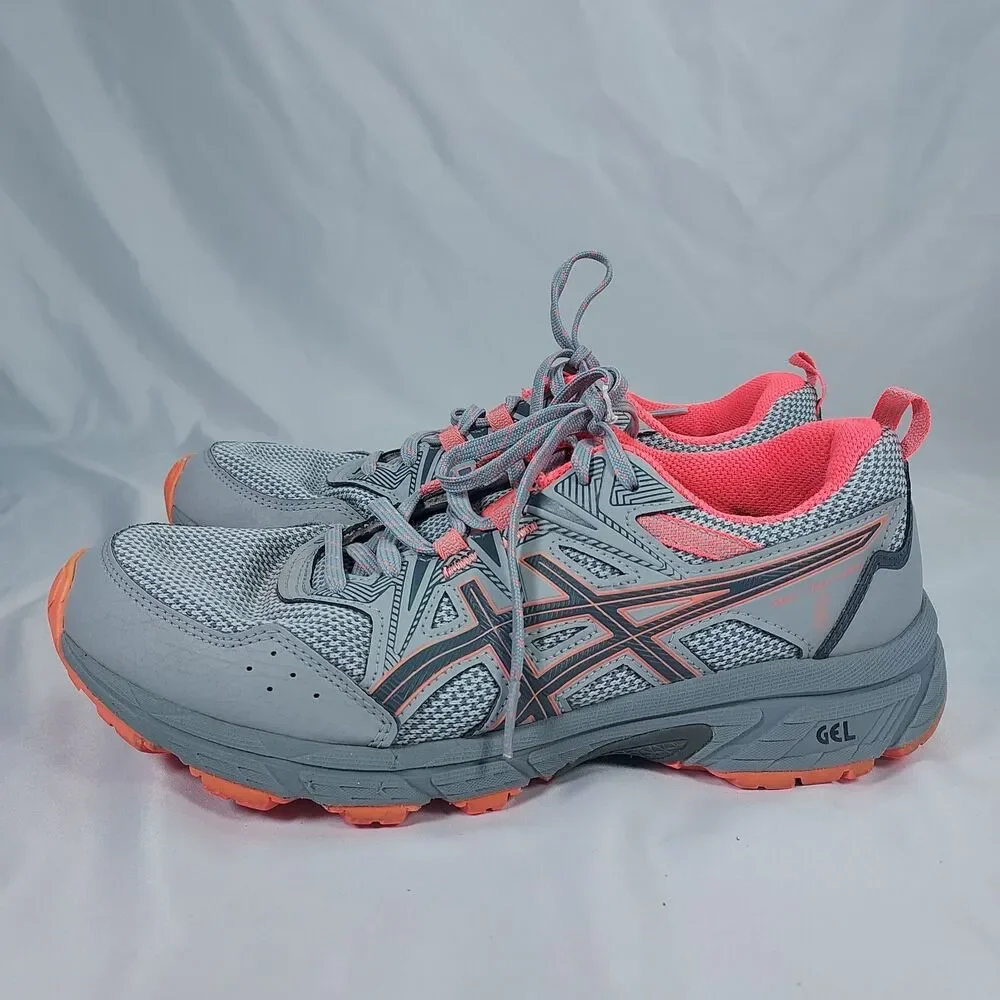 ASICS Gel-Venture 8 Womens Gray Coral Athletic Trail Running Sneakers